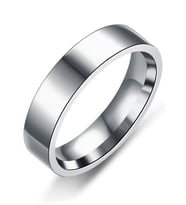 6mm Parlak Düz Model Unisex Kadın Erkek Çelik Alyans Yüzük cl39 (Beyaz)