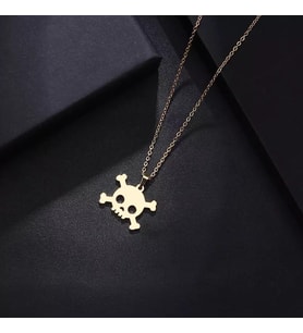 Kişiye Özel 925 Ayar Gümüş Kafatası Kolye (Gold)