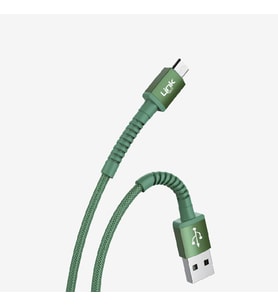 K552 Güvenli ve Hızlı 1m Örgülü Metal Kafa Type-C Şarj Kablosu (Yeşil)