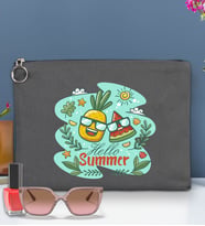 BK Gİft Yaz Temalı-1 Astarlı Portföy Çanta 30x21cm(12 Renk Seçeneği), Baskılı El Çantası, Organizer Çanta (Antrasit)