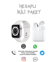 Tüm Akıllı Telefonlarla Uyumlu Yeni Nesil Watch 7 Series Akıllı Saat Smart Watch + Pro 5 Kablosuz Bluetooth Kulaklık İkili Paket (Beyaz)