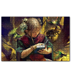 Cakapuzzle İncil Okuyan Kız ve Egzotik Kuşlar  Puzzle Yapboz MDF (Ahşap) (255 Parça)