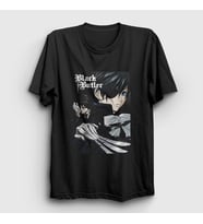 Presmono Unisex Beyaz Poster Anime Kuroshitsuji T-Shirt 131317tt (Siyah)