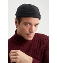 Kışlık Yünlü Retro Docker Cap Takke Leon Bere Unisex Şapka cp236 (Füme)
