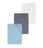 3 Adet Düz Pamuklu Tek Kişilik 120 x 200 x 30 cm Lastikli Penye Çarşaf (Mavi titanyum)