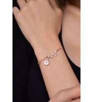 Papatya Silver 925 Ayar Gümüş Dallı Sedef Manolya Çiçeği Bileklik (Rose)