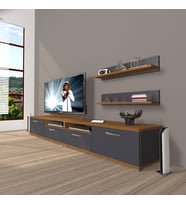 Decoraktiv Eko 200R Mdf Tv Ünitesi Tv Sehpası (Antrasit - Ceviz)