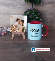 Kral Babam Babaya Hediye Fotoğraflı Dekoratif Taş, Kupa Bardak Beyaz Hediye (Model 2)
