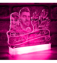 Kişiye Özel Babaya Hediye, Resimli Led Lamba (Pembe)