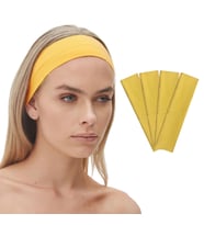 4'lü Spor Saç Bantları - Elastik Kaymaz İnce Saç Ter Kafa Bandı Bandana, Kadın & Erkek Koşu Fitness Yoga Pilates Makyaj Yüz Yıkama Atletik Egzersiz Saç Bandı (Sarı)