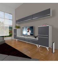 Decoraktiv Eko 9 Mdf Std Retro Tv Ünitesi Tv Sehpası (Beyaz - Antrasit)