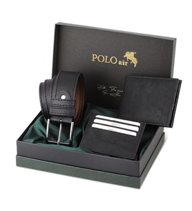Polo Air Kemer Cüzdan Kartlık Hediyelik Kutusunda M-09 (Siyah)