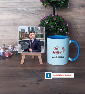 Okul Müdürü Fotoğraflı Dekoratif Taş, Kupa Bardak Beyaz Hediye Öğretmenler Günü Hediyesi (Model 4)
