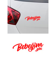 Bebeğim Gibi Araba Motorsiklet Kask Laptop Sticker 17x5 cm (Kırmızı)