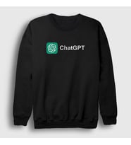 Presmono Unisex Beyaz Logo Ai Chatgpt Yapay Zeka Sweatshirt 442431tt (Siyah)