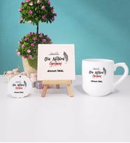 Din Kültürü Öğretmeni Kupa Bardak Lacivert Dekoratif Taş Baskı Anahtarlık (Model 8)