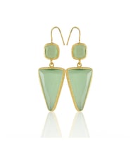 Kadir Jewellery 22 Ayar Altın Kaplama Kadın Sallantılı Küpe -El İşçiliği Ve Hipoalerjenik Küpe (Açık Yeşil)