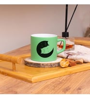Seraclass Kedi Tasarımlı Renkli Nescafe Fincanları 220 ML (Yeşil)