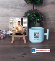 Amcaya Hediye Fotoğraflı Dekoratif Taş, Kupa Bardak Beyaz Hediye (Model 12)