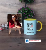Halaya Hediye Fotoğraflı Dekoratif Taş, Kupa Bardak Beyaz Hediye (Model 7)