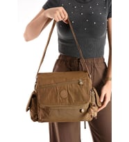 Postacı Okul Çantası Çapraz Askılı Büyük Boy 33*27 Cm Askı Uzunluğu 130 Cm Çok Cepli Kapaklı Omuz  (Taba)