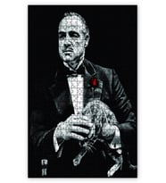 Cakapuzzle Baba Marlon Brando ve Kedisi Siyah Arkaplan Puzzle Yapboz MDF (Ahşap) (1000 Parça)