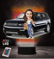 Doğum Günü Hediyesi,Sevgiliye Hediye, Kişiye Özel Fotoğraflı Range Rover Kadın Tasarım Karikatür 3D Led Lamba (RGB)
