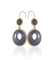 Kadir Jewellery 22 Ayar Altın Kaplama Kadın Taşlı Küpe -El İşçiliği Ve Hipoalerjenik Küpe (Mor)