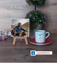 Metalurji ve Malzeme Mühendisi Fotoğraflı Dekoratif Taş, Ahşap Altlıklı Türk Kahvesi Fincanı Hediye (Model 3)