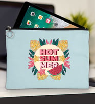 BK Gİft Yaz Temalı-8 Tablet Çantası 30x21cm(12 Renk Seçeneği), Ipad Çantası, Baskılı Tablet Kılıfı (Açık Mavi)