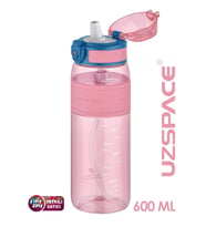 Uzspace FiftyFifty Pipetli(ısırılamaz) 600 ml Silikon Gövde Tritan Su Matarası (Pudra)