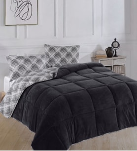 Formeya Tek Kişilik Lüx Wellsoft Yorgan Çift Taraflı Yastık Kılıflı 155x215 cm Yorgan (Siyah)