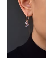 Papatya Silver 925 Ayar Gümüş Rose Kaplama Doğum Taşlı Kübik Drop Küpe (Açık Mavi)