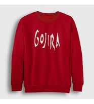 Presmono Unisex Beyaz Logo Gojira Sweatshirt 53074tt (Kırmızı)