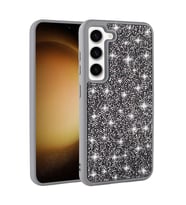 Vendas Samsung Galaxy S23 Kılıf Parlak Taşlı Tasarım Zore Pırlanta Kapak (Gri)