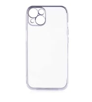 Apple iPhone 13 Kılıf İnce Köşeleri Renkli Şeffaf Silikon (Gümüş)