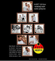 9 Adet 15x15 Çerçeve - Mdf Çerçeve - Kare Fotoğraf Çerçevesi (Kahverengi)