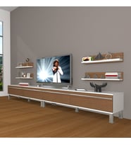 Decoraktiv Eko 360R Mdf Krom Ayaklı Tv Ünitesi Tv Sehpası (Beyaz - Ceviz)