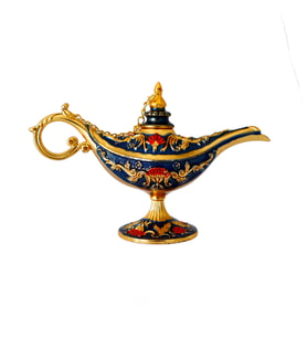 Dekoratif Alaaddin Sihirli Lambası - Vintage Tasarım, 13x8.5 cm (Mavi)