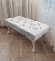 Kapitoneli Ayak Ucu Kapı Önü Antre Bench Puf Beyaz Ayak (110*45) (Beyaz)