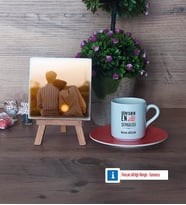 Sevgiliye Hediye Fotoğraflı Dekoratif Taş, Ahşap Altlıklı Türk Kahvesi Fincanı Hediye (Model 8)