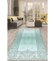 Dijital Kaymaz Taban Yıkanabilir Modern Renkli Salon Halısı Mutfak Halısı Yolluk ND-HT-349 (Turkuaz)