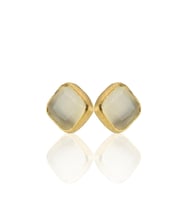 Kadir Jewellery 22 Ayar Altın Kaplama Kadın Minimal Küpe -El İşçiliği Ve Hipoalerjenik Küpe (Beyaz)