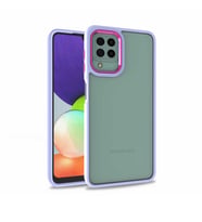Samsung Galaxy M22 Kılıf Case, Kamera Lens Korumalı Elektroplatin Kaplama Sert PC Koruyucu Colourful Platinum Serisi (Lila)