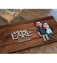 BK Gift Kişiye Özel Sevgililer Karikatürlü Kabartma Figürlü Ahşap Tablo, Duvar Dekoru, Arkadaşa Hediye, Özel Tasarım Ev Hediyesi-109 (Ceviz)