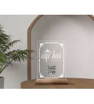 BK Gift Restoran & Cafe & Barlara Özel Ahşap Standlı Pleksi QR Kod Menü, Cafe&Bar için QR kodlu Tabela, QR kodlu Masa Dekoru - 10 ADET-1 (Model 2)