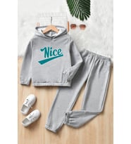 Çocuk Nice Baskılı Eşofman Takımı (Gri)