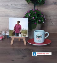 Diyaliz Teknikeri Fotoğraflı Dekoratif Taş, Ahşap Altlıklı Türk Kahvesi Fincanı Hediye Diyaliz Teknikerine Hediye (Model 8)