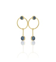 Kadir Jewellery 22 Ayar Altına Kaplama Kadın Sallantılı Küpe -El İşçiliği Ve Hipoalerjenik Küpe (Gece Mavisi)