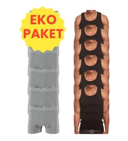 Tezzgelsin Eko Set 12'li Paket Erkek İç Çamaşır Seti 6 Adet Atlet 6 Adet (Siyah-Gri)